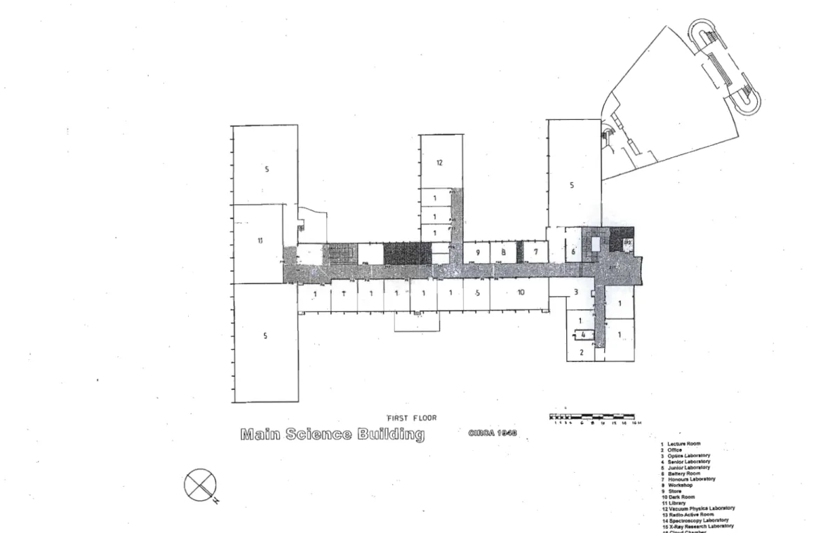 Figure 4.16 : Main Science Building: First Floor Layout - Circa 1948