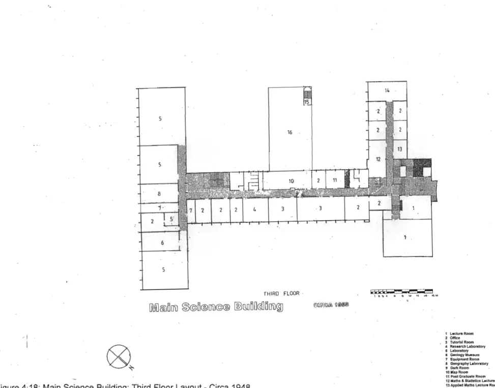 Figure 4i18: Main Science Building: Third Floor Layout - Circa 1948