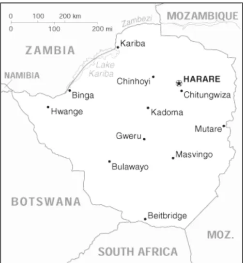 Figure 1: Map of  Zimbabwe