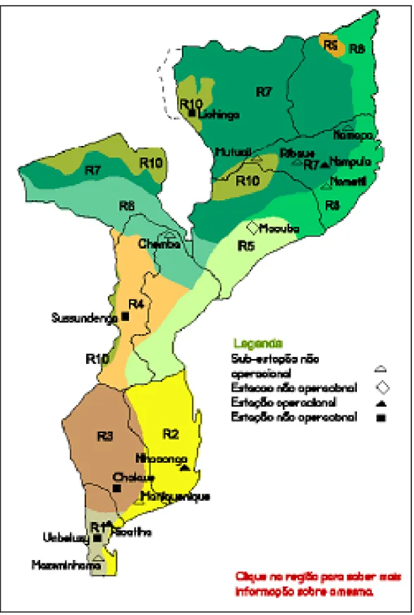Figure 1: Agro-ecological zones of Mozambique (Codes for the zones are as defined in  Table 3