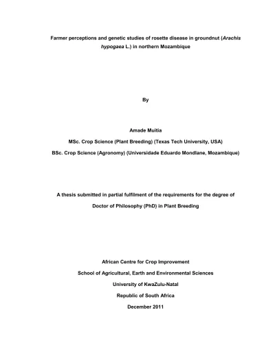 Farmer perceptions and genetic studies of rosette disease in groundnut ...