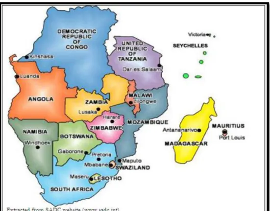 Figure 3. A regional map of SADC. Source: sadc.int  
