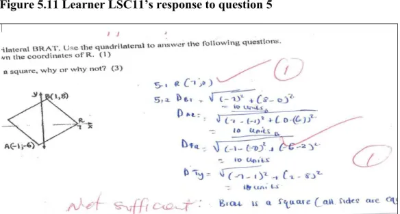 Figure 5.11 Learner LSC11’s response to question 5  
