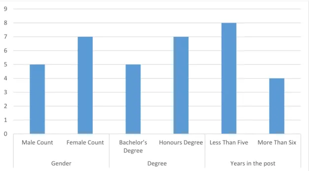 Figure 5.1: Gender, experience and education level details of middle managers 