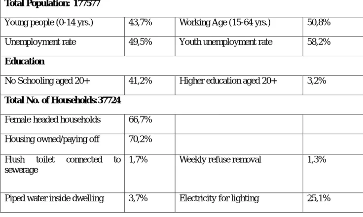 Table 1: Relevant statistics for Msinga (source Statistics South Africa, 2011 Census) Total Population: 177577