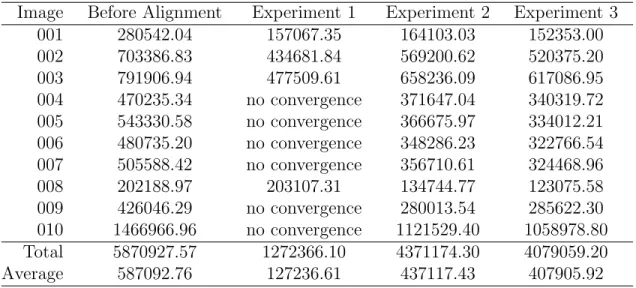 Table 6.1: Results of Alignment Experiments