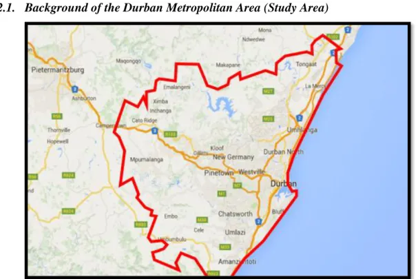 Figure 1.1: Location of Durban. Image Source: Google Maps, (2015)