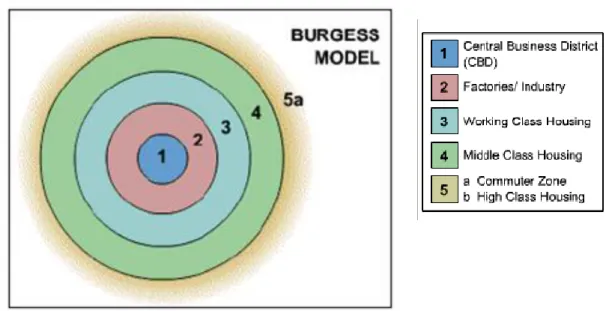 Figure 3.1: The Burgess Concentric Zone Theory. Image Source: (Burgess, 1925)