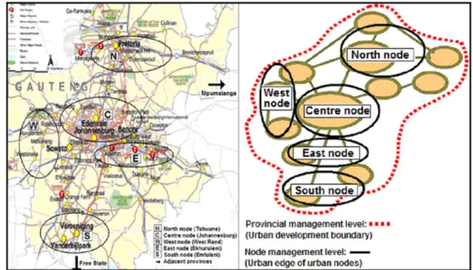 Figure 3.7: The proposed Polycentric development system for the Gauteng City Region.  