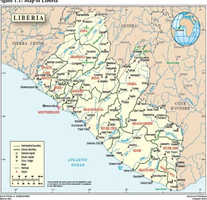 Figure 1.1: Map of Liberia 
