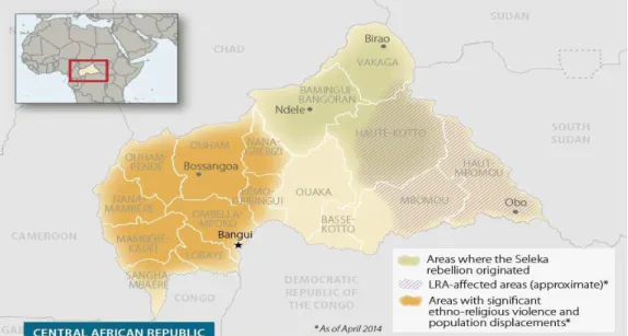 Figure 3.1: The map of the Central African Republic 