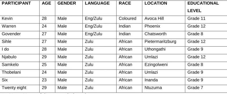 Table 5.2 Profile of the second group of participants 