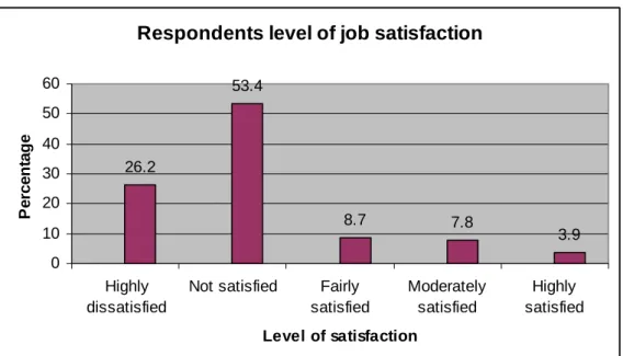 Figure 1: Bar chart depicting the respondents’ level of job satisfaction 