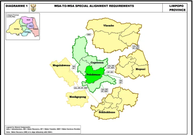 Figure 3: Map of Limpopo Province showing Polokwane Local Municipality  Source: Polokwane; Water Services Development Plan (WSDP); 2009 