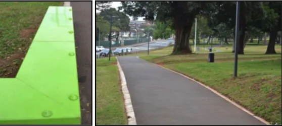 Figure  2:  The  Bulwer  Park  revitalisation  project   incorporates  elements  of  CPTED such as the park bench  with  studs  which  aims  to  discourage  skateboaders  from  acts  of  vandalism  such  as  riding on park benches