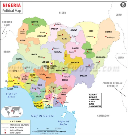 Figure 2.1. Map showing geopolitical zone of Nigeria
