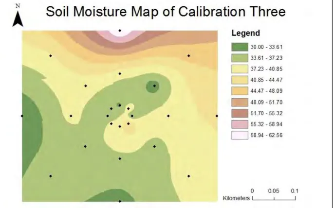 Figure 6.13  Soil moisture map of the third calibration (2 nd  of December 2014) 