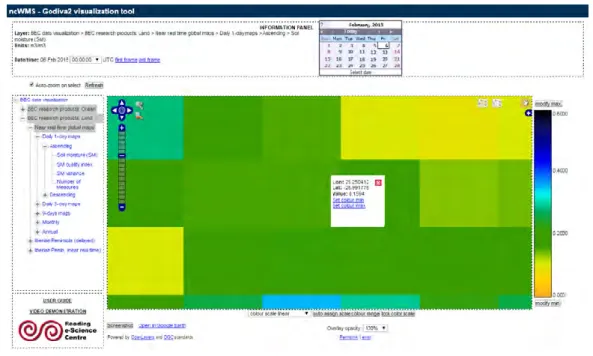 Figure 6.34  Godiva2 visualization tool showing the pixel value for the Catchment VI 