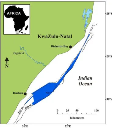 Figure 2.1.  Deep-water trawling grounds off eastern South Africa.  