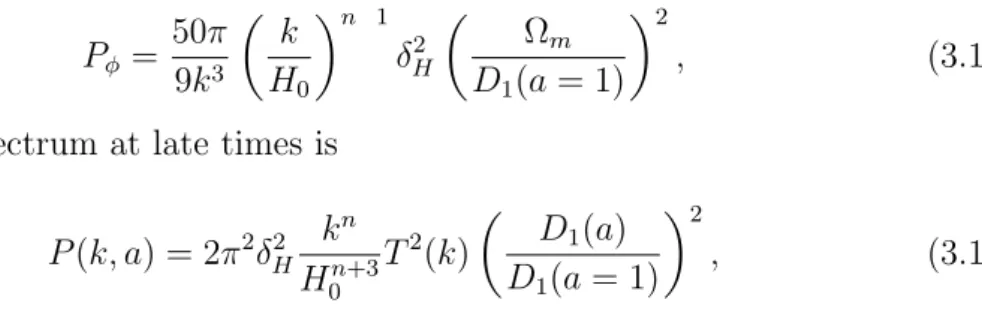 Figure 3.2 shows the concordance model matter power spectrum. On large scales the power increases as function of increasing k, then beyond some k cr the power decreases as function of k on small scales