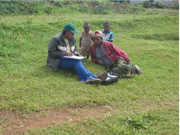 Fig. 2.1. Pre-testing the questionnaire on perceptions of bean root rot in Kabale district, Rubaya sub- sub-county