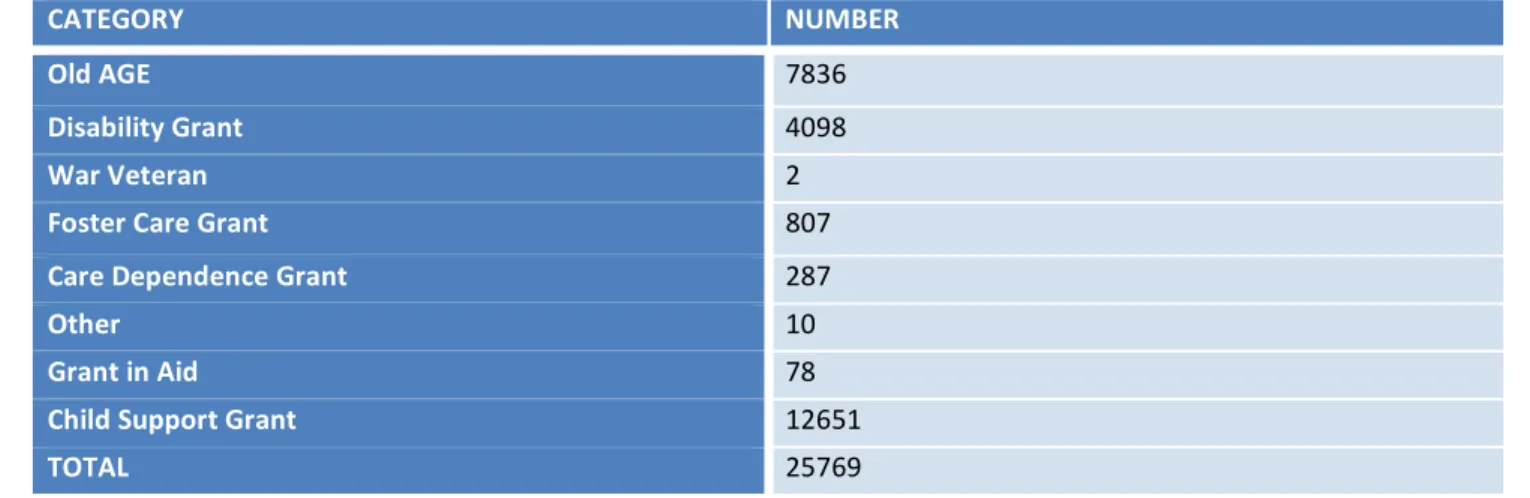 Table 1: Social Grant Dependency   Source: NLM SDF, 2014 