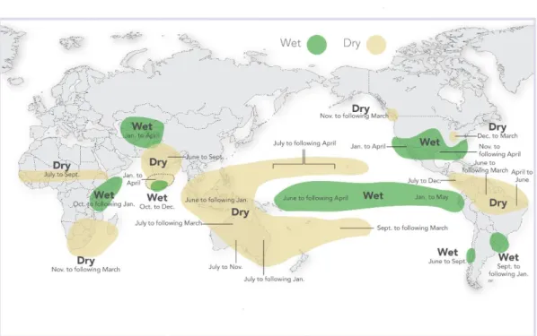 Figure  2.1  Rainfall  condition  around  the  world  during  El  Niño  event  (Source: 