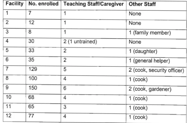 Table 3.5. Staff IChild ratio