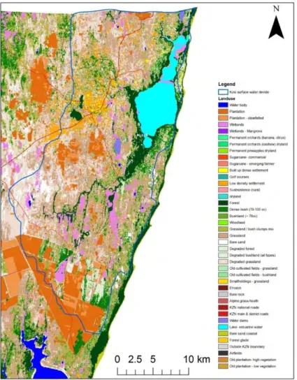 Figure 2.5: Land cover map of the north eastern KZN (modified) (SANBI, 2016) . 