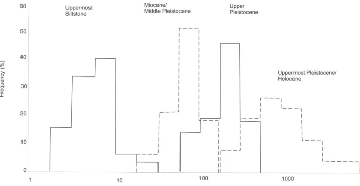 Figure 3.1: Histogram of surface measured formation resistivities based on calibrations  soundings (Worthington, 1978)