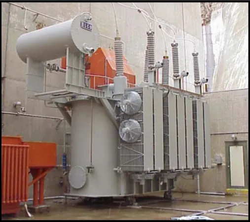 Figure 2.1 Depiction of a typical GSU, three phase transformer [2]. 