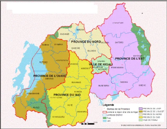 Figure 3.1: Administrative map of Rwanda (REMA, 2009: 1) 