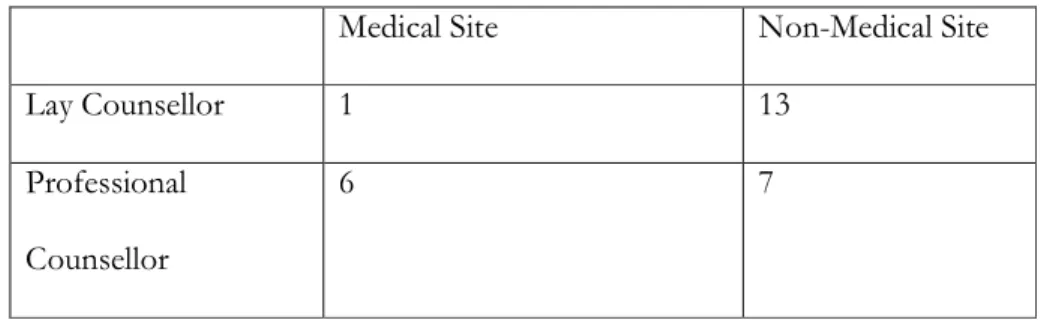 Table 2: Counsellor’s Profession and Settings (N=27) 