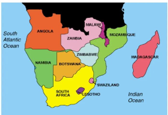 Figure 1.1 Map of Southern Africa 