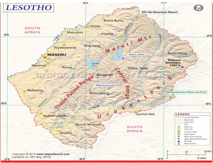 Figure 1.2 Map of Lesotho 