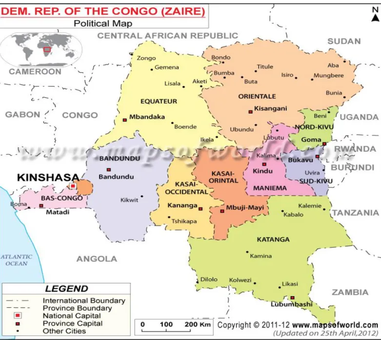 Figure 1. A Political Map of the Democratic Republic of Congo. 