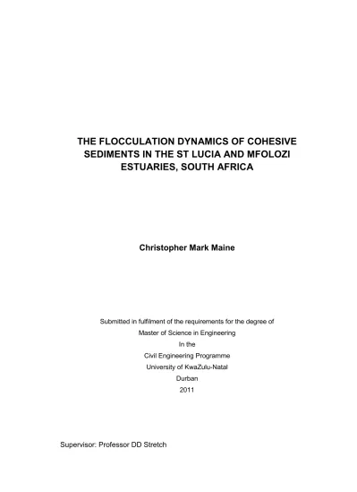 The flocculation dynamics of cohesive sediments in the St. Lucia and ...