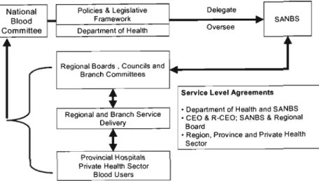 Figure 3.1 Relationship between SANBS and the Department of Health