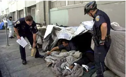 Figure 37: homeless being evicted of the street, this is a defiance of the city‟s planning policies