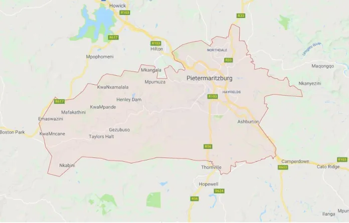 Figure 1: Msunduzi Local Municipality Map   Source: Msunduzi Local Municipality – Google Maps  