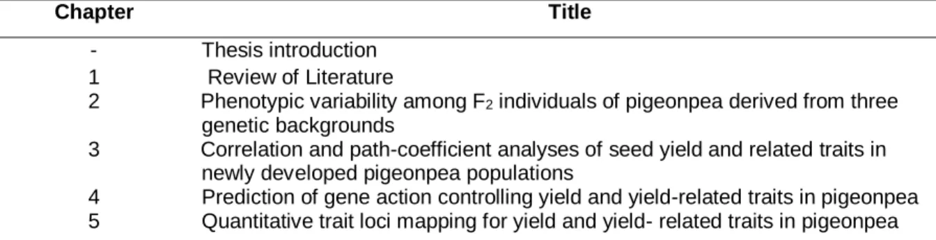 Table 0.1: Structure of the Thesis 
