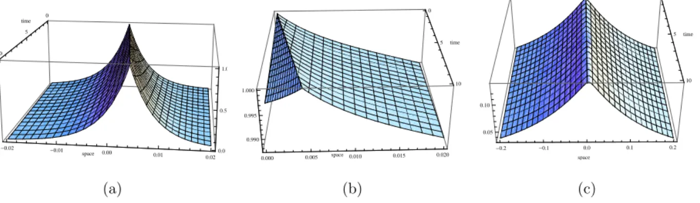 Figure 2.3: Non starvation travelling waves in the case where a 2 < 0 and c > 0.