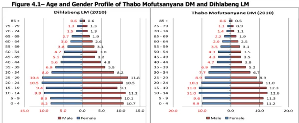 Figure 4.1– Age and Gender Profile of Thabo Mofutsanyana DM and Dihlabeng LM 