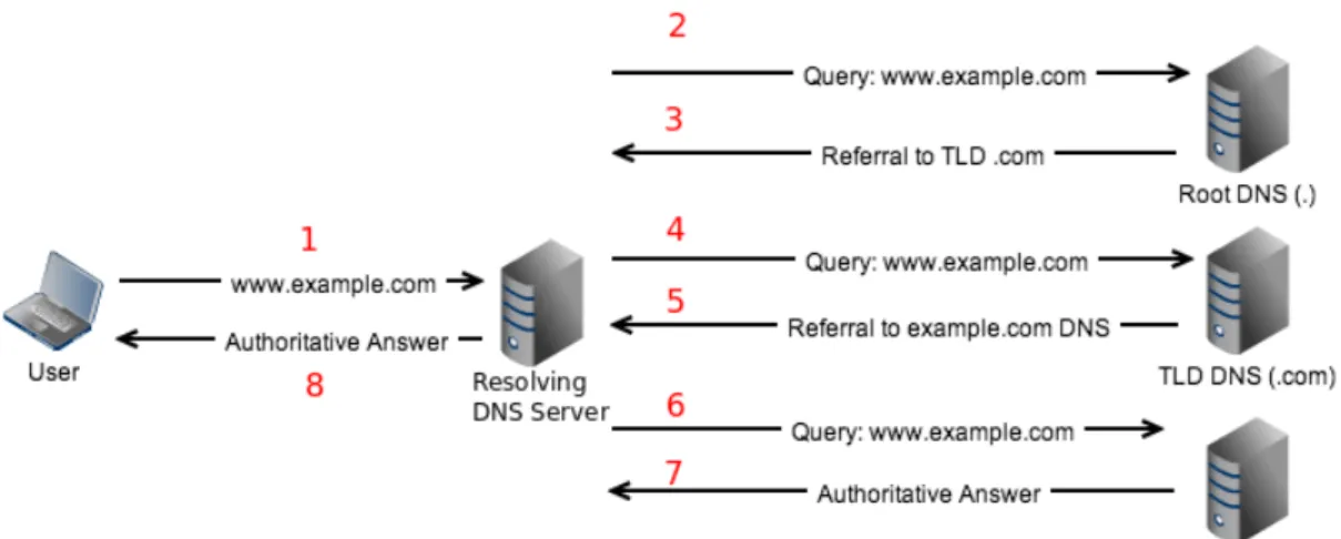 Figure 2.2: DNS Resolution Process