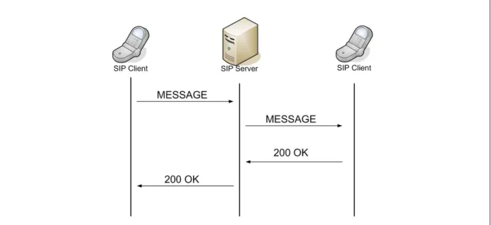 Figure 2.6: A typical IM session between two users with an intermediary proxy.