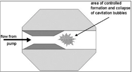 Figure 2-13: Pictorial representation of hydrodynamic cavitation (Madzivire, 2012) 