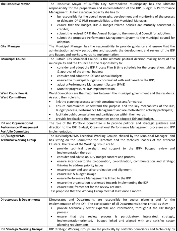 Table 3: Institutional Arrangements, Roles and Responsibilities 