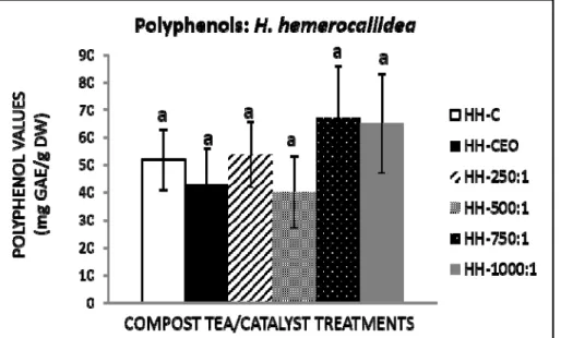 Figure 6.1 The total polyphenol (mg GAE/g dry weight) content of H. hemerocallidea   corms