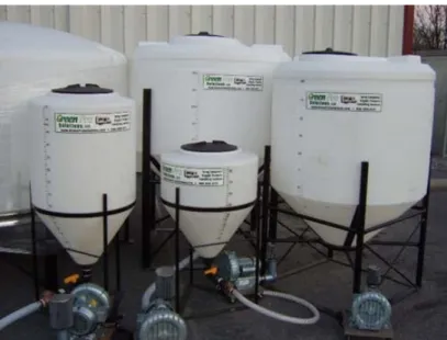 Figure 2.3 Commerical “Green Pro solutions” compost tea makers show indicater level and  free standing pumps