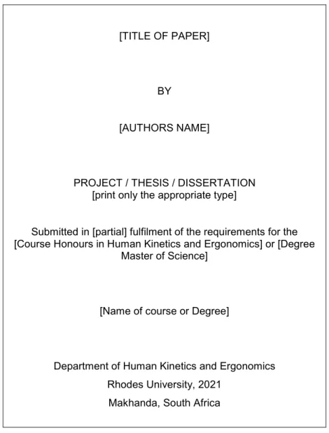 Figure 1: Title page layout (text in squared brackets: fill in the appropriate information)